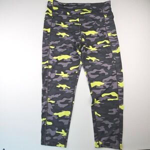 Love & Sports Womens XXXL 22 Camo Leggings Neon Yellow Grey LS437007 Pocket